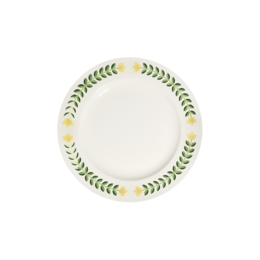 Set da tavola 24 pezzi in porcellana, bianco/verde/giallo