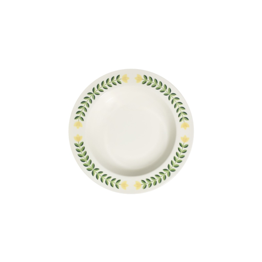 Set da tavola 24 pezzi in porcellana, bianco/verde/giallo