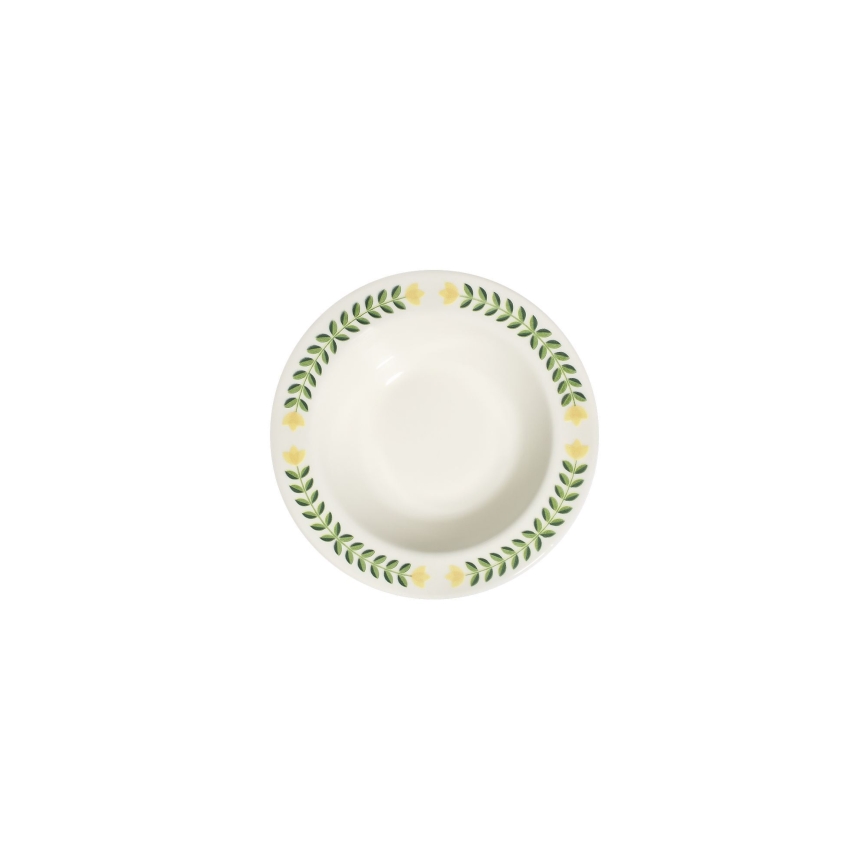 Set da tavola 24 pezzi in porcellana, bianco/verde/giallo