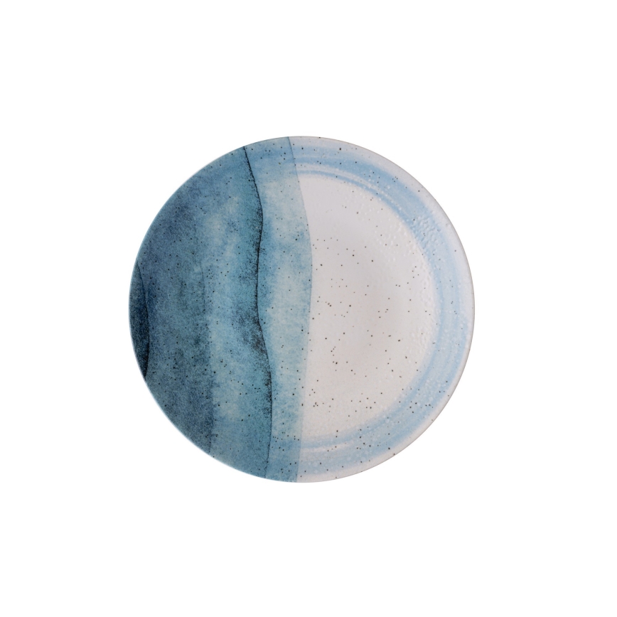 Set da tavola 24 pezzi in porcellana, blu/crema