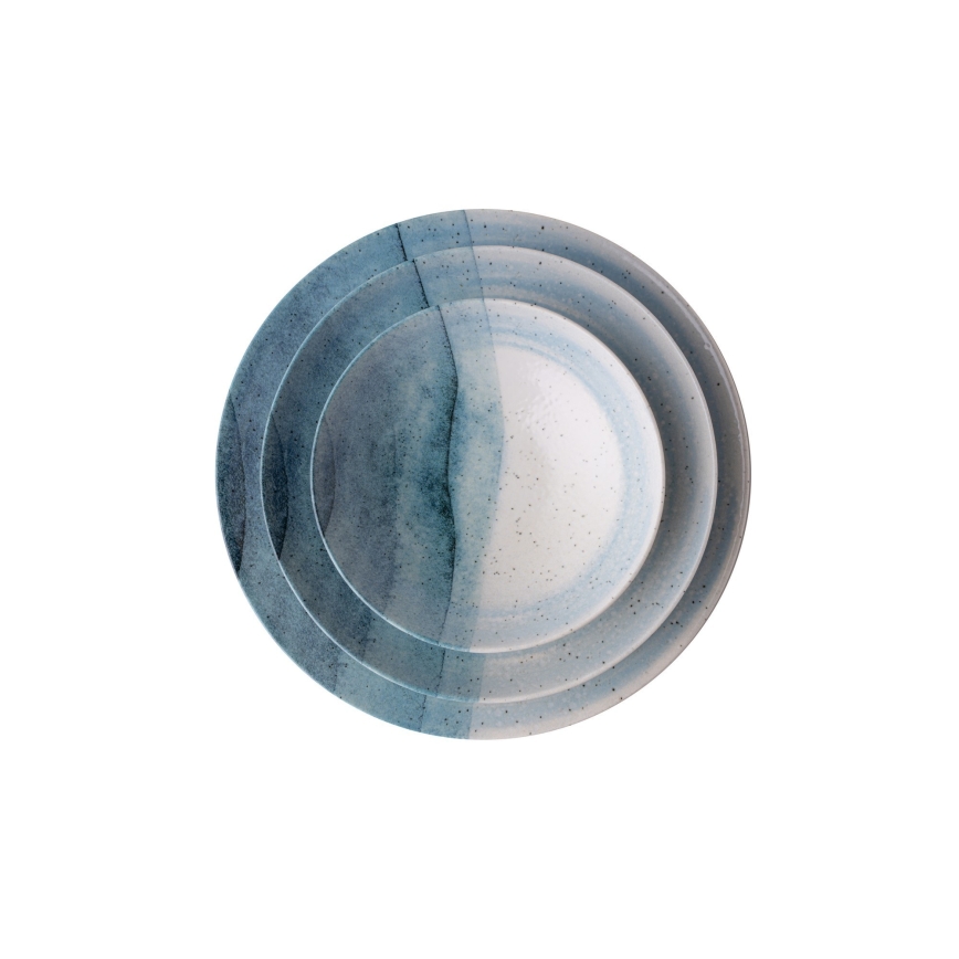 Set da tavola 24 pezzi in porcellana, blu/crema