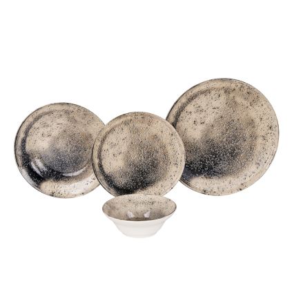 Set da tavola 24 pezzi, marrone/nero, in ceramica