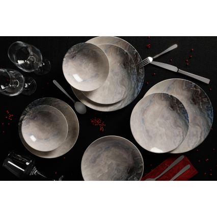 Set da tavola 24 pezzi marrone/porcellana