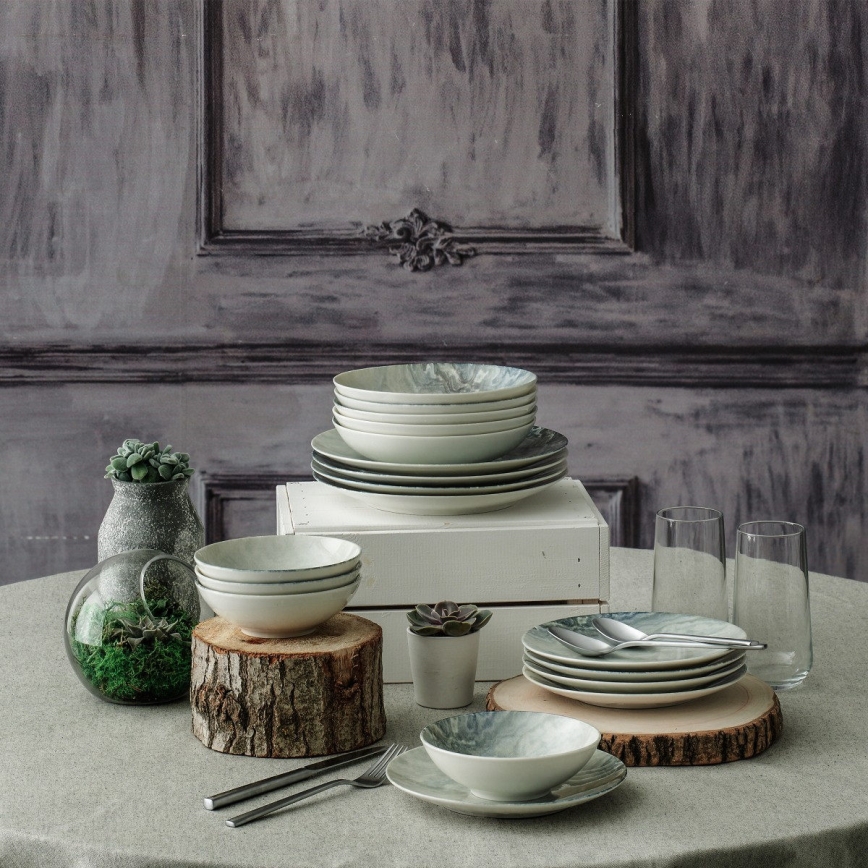 Set da tavola 24 pezzi marrone/porcellana