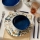 Set da tavola 24 pezzi, multicolore/blu, in porcellana