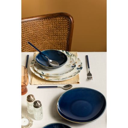 Set da tavola 24 pezzi, multicolore/blu, in porcellana