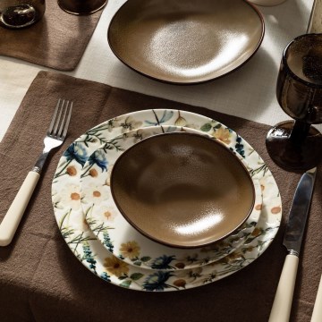 Set da tavola 24 pezzi multicolore/marrone/porcellana
