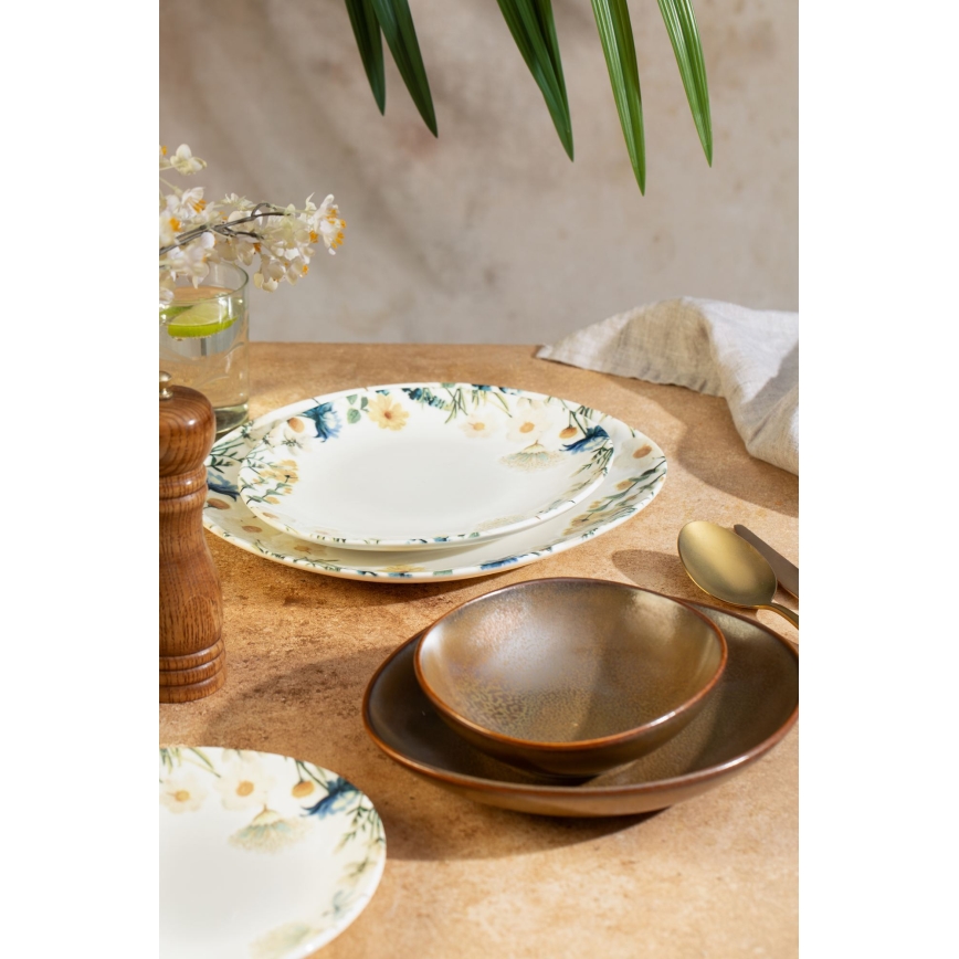 Set da tavola 24 pezzi multicolore/marrone/porcellana