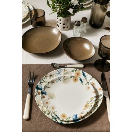 Set da tavola 24 pezzi multicolore/marrone/porcellana