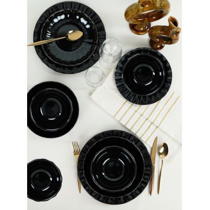 Set da tavola 24 pezzi, nero in grès