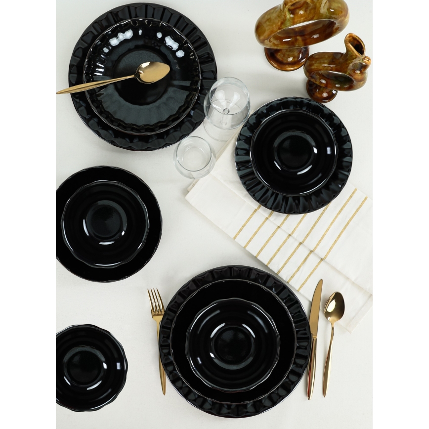 Set da tavola 24 pezzi, nero in grès