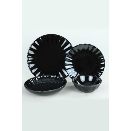 Set da tavola 24 pezzi, nero in grès