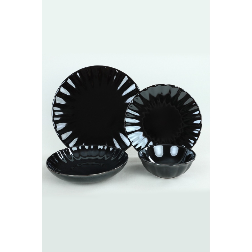 Set da tavola 24 pezzi, nero in grès