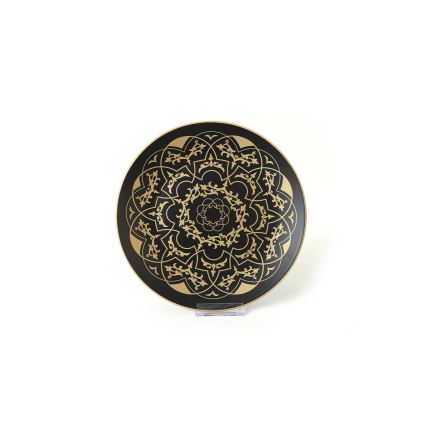 Set da tavola 24 pezzi, nero/oro, in ceramica