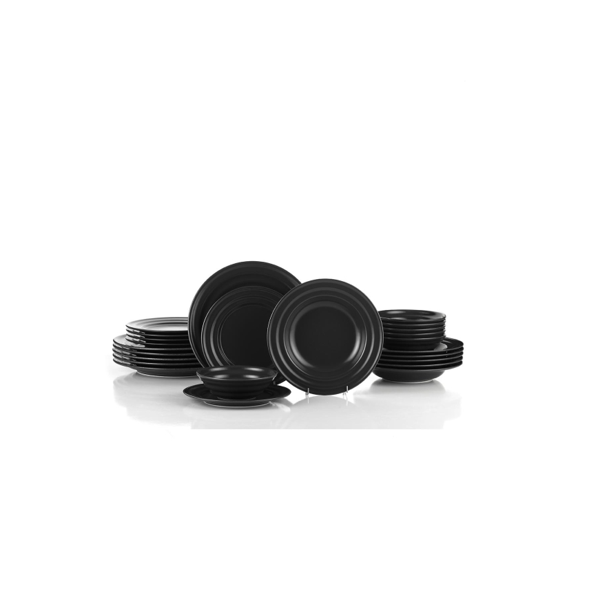Set da tavola 24 pezzi, nero/porcellana