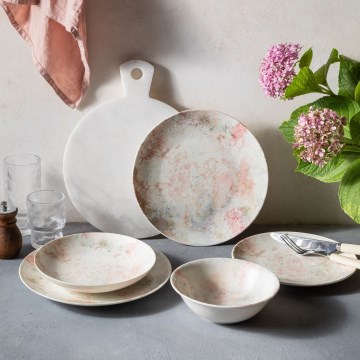 Set da tavola 24 pezzi rosa/beige/porcellana