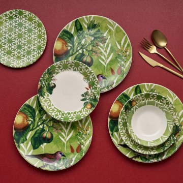 Set da tavola 24 pezzi verde/bianco/ceramica