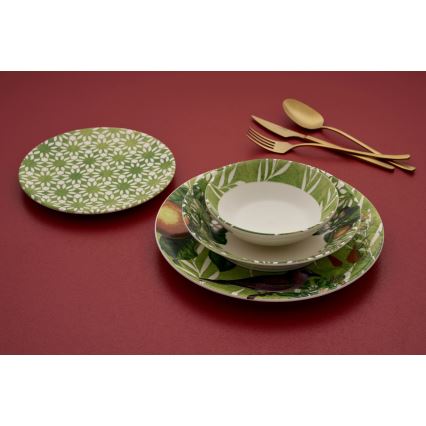 Set da tavola 24 pezzi verde/bianco/ceramica