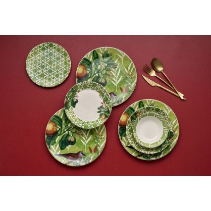 Set da tavola 24 pezzi verde/bianco/ceramica