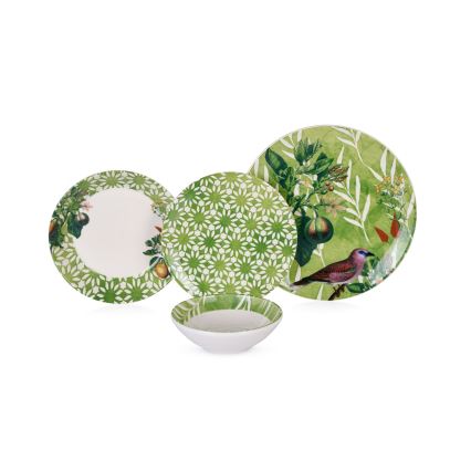 Set da tavola 24 pezzi verde/bianco/ceramica