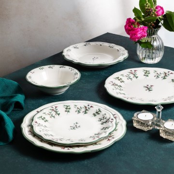 Set da tavola 24 pz bianco/verde/rosso/porcellana