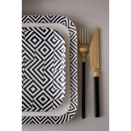 Set da tavola 26 pezzi, bianco/nero, in porcellana