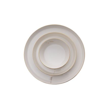 Set da tavola 27 pezzi in porcellana bianca con dettagli dorati