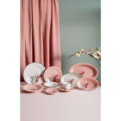 Set da tavola 27 pezzi rosa/bianco/porcellana