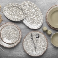 Set da tavola 29 pezzi marrone/verde/porcellana