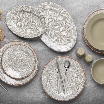 Set da tavola 29 pezzi marrone/verde/porcellana