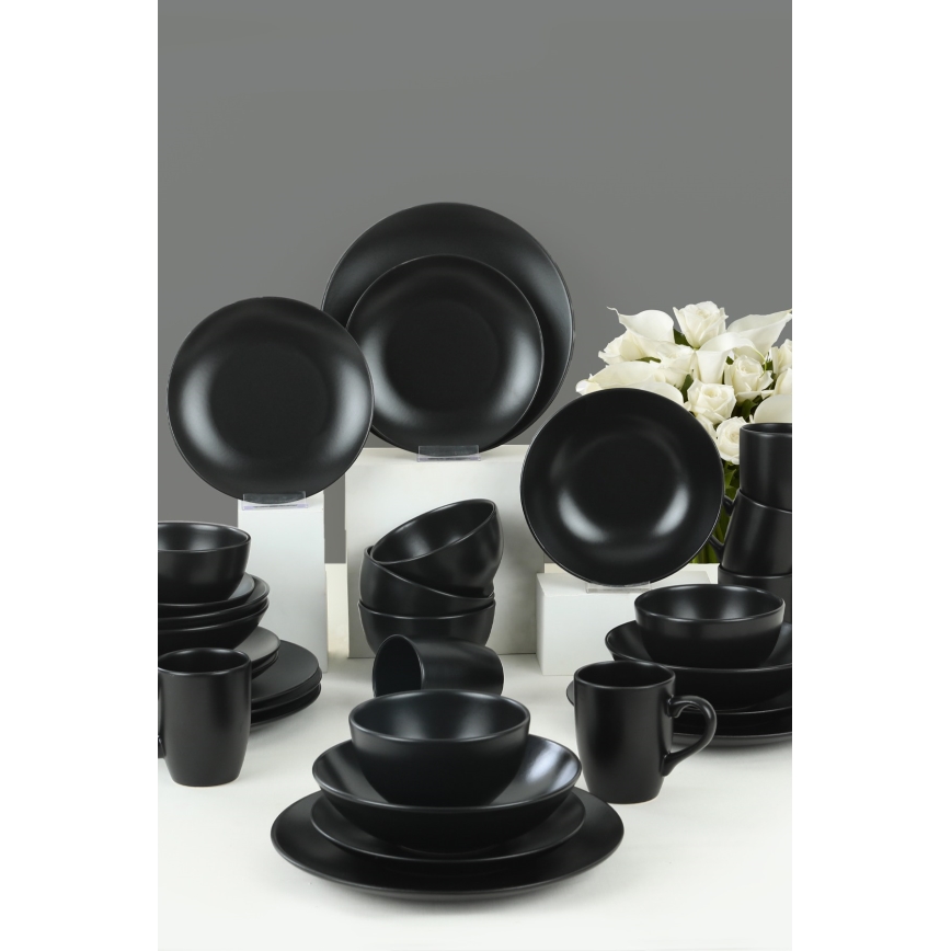 Set da tavola 30 pezzi nero/ceramica
