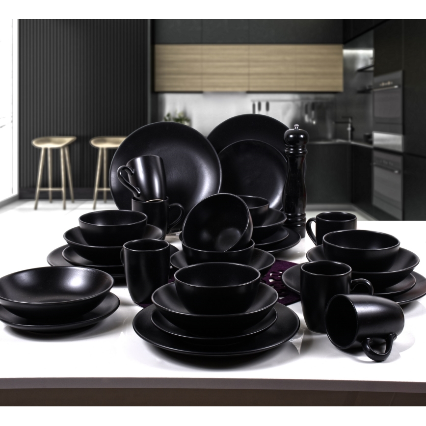Set da tavola 30 pezzi nero/ceramica