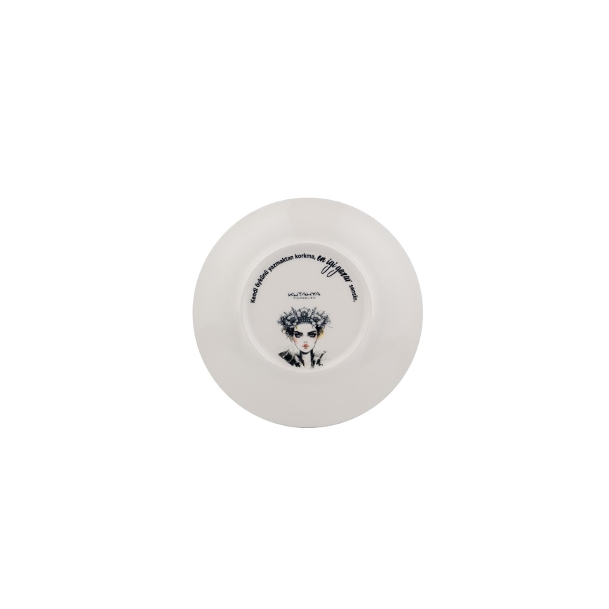 Set da tavola 4 pezzi, nero/bianco, in porcellana