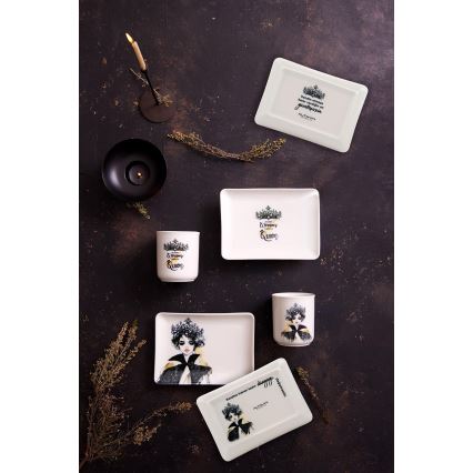 Set da tavola 4 pezzi nero/bianco/porcellana