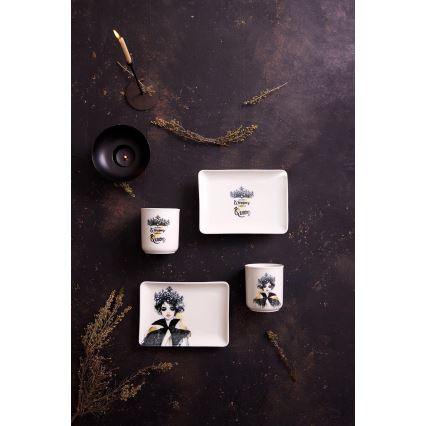 Set da tavola 4 pezzi nero/bianco/porcellana