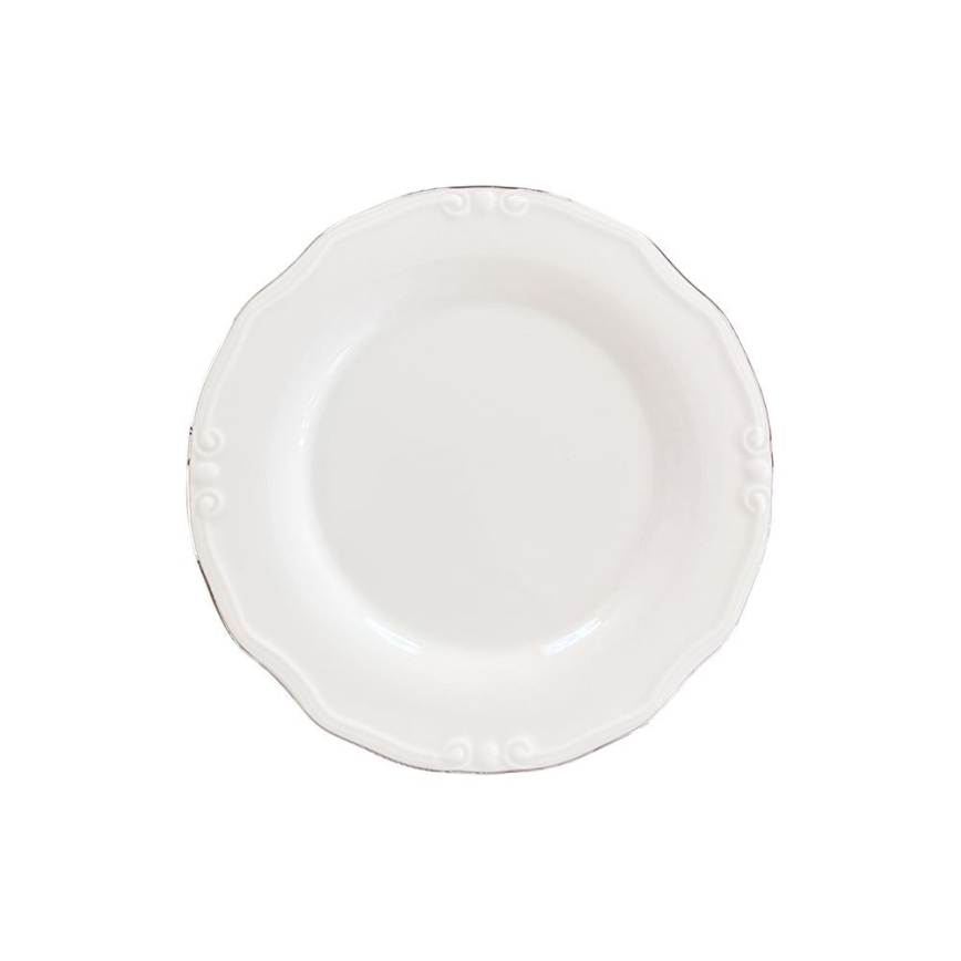 Set da tavola 53 pezzi, bianco/argento, in porcellana
