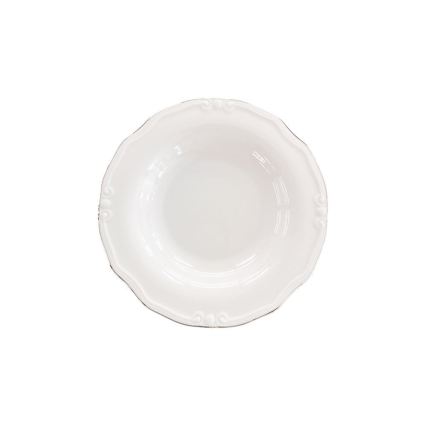 Set da tavola 53 pezzi, bianco/argento, in porcellana