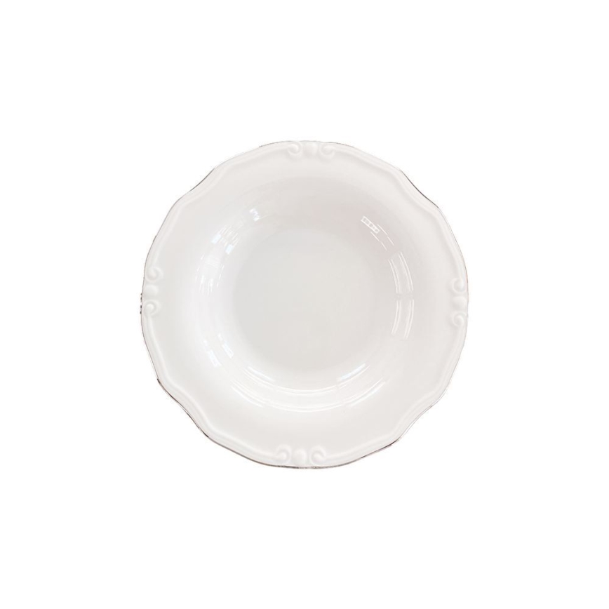 Set da tavola 53 pezzi, bianco/argento, in porcellana