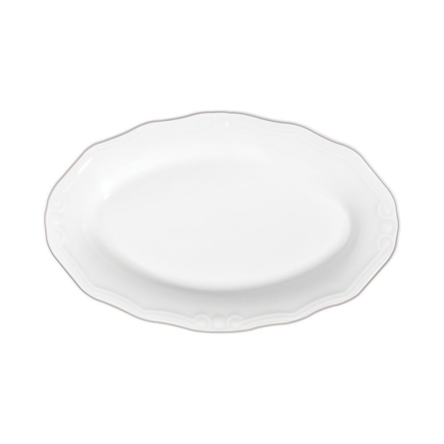 Set da tavola 53 pezzi, bianco/argento, in porcellana