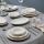 Set da tavola 53 pezzi in porcellana, bianco con dettagli argento