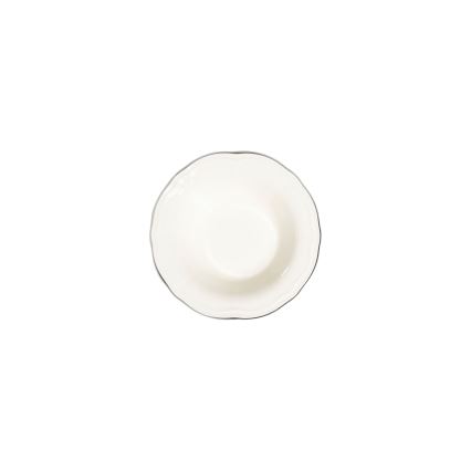 Set da tavola 53 pezzi in porcellana, bianco con dettagli argento