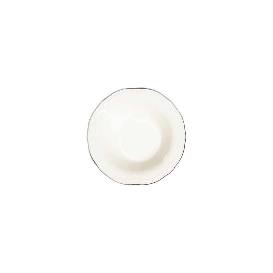 Set da tavola 53 pezzi in porcellana, bianco con dettagli argento