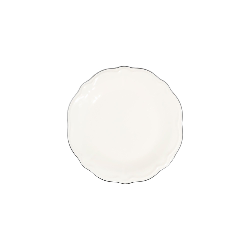 Set da tavola 53 pezzi in porcellana, bianco con dettagli argento