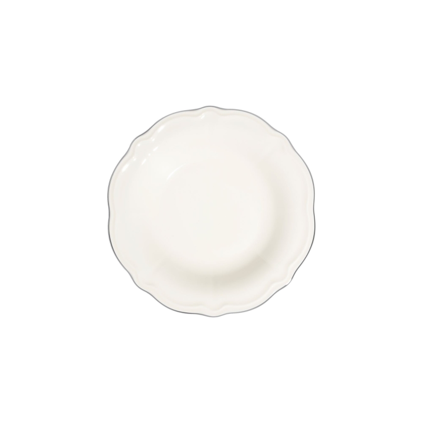 Set da tavola 53 pezzi in porcellana, bianco con dettagli argento