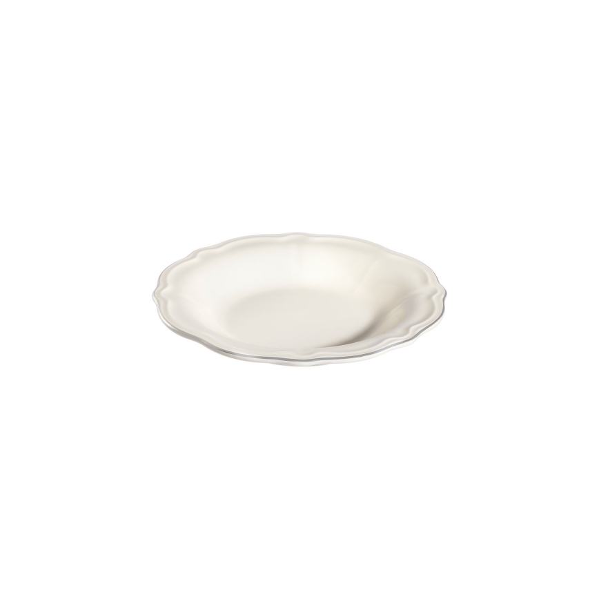 Set da tavola 53 pezzi in porcellana, bianco con dettagli argento