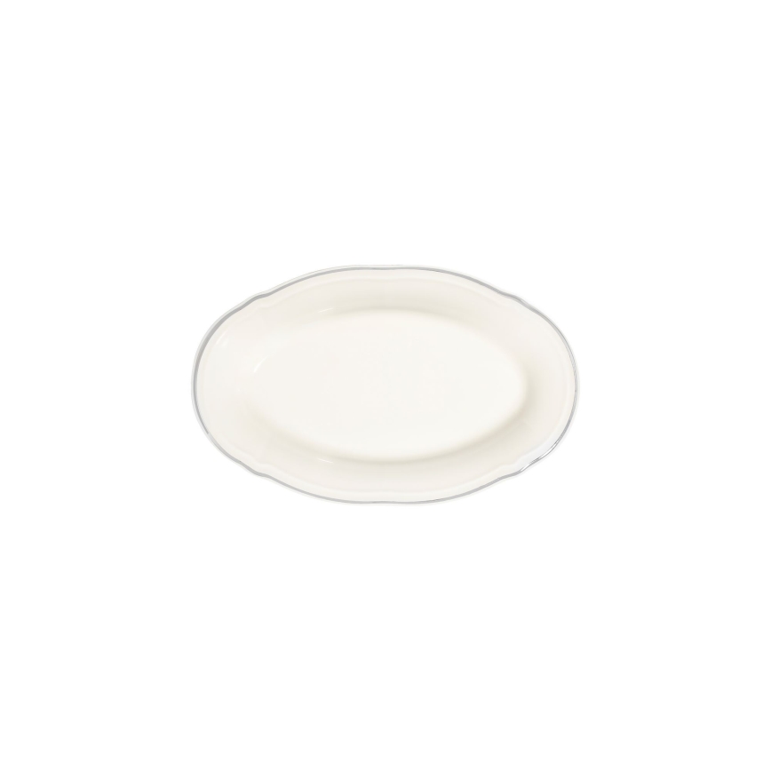 Set da tavola 53 pezzi in porcellana, bianco con dettagli argento