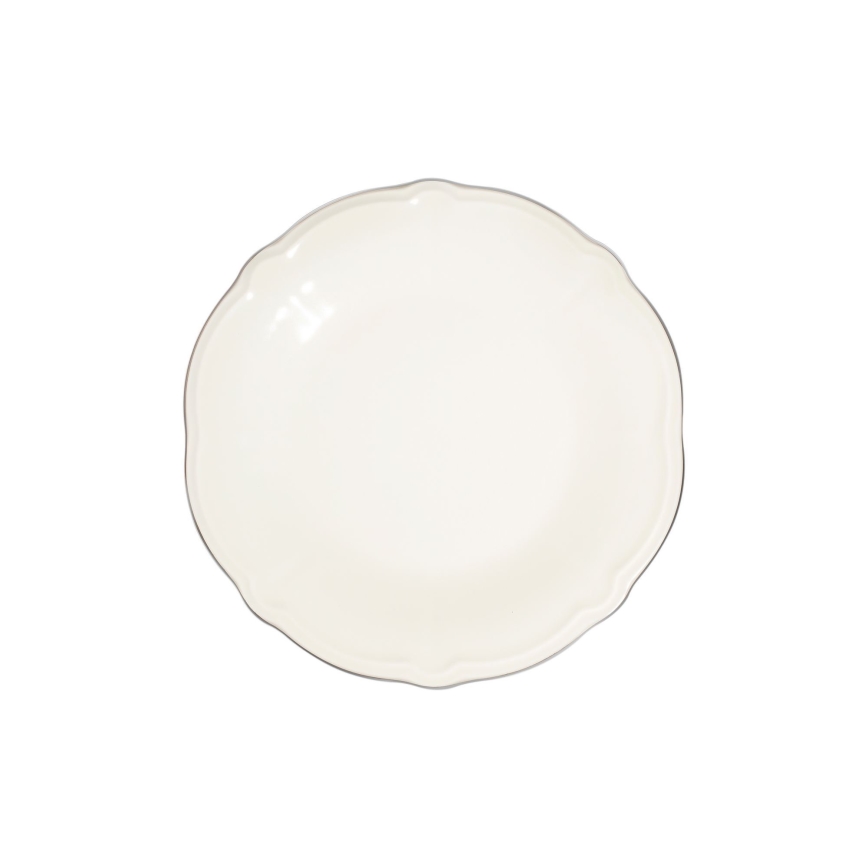 Set da tavola 53 pezzi in porcellana, bianco con dettagli argento