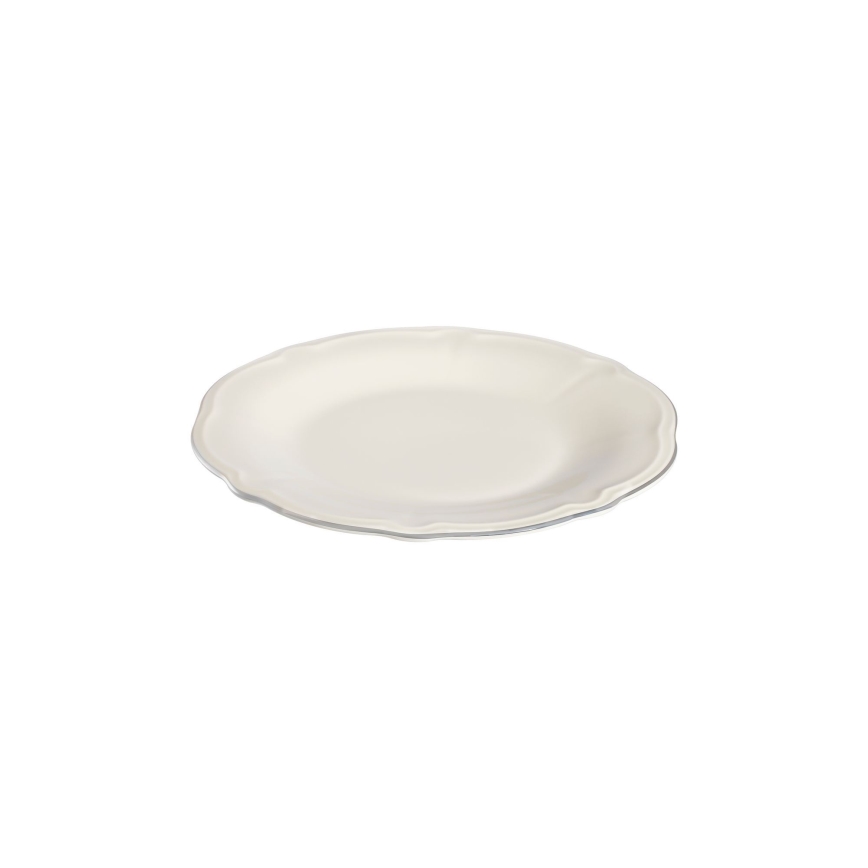 Set da tavola 53 pezzi in porcellana, bianco con dettagli argento