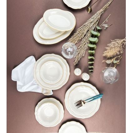 Set da tavola 53 pezzi, porcellana bianco/oro
