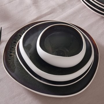 Set da tavola 55 pezzi bianco/nero/in gres